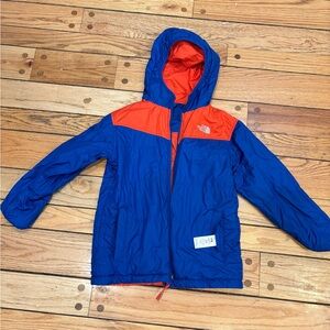 The North Face Boys Blue Red hood Reversible Perrito Jacket Coat  Medium 10/12